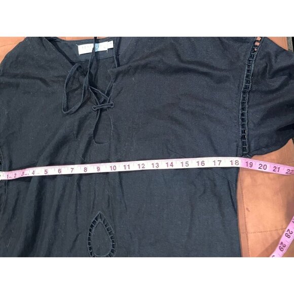Seafolly Black Embroidered Tunic Cover-UP Dress Women's Size Medium - Picture 6 of 11